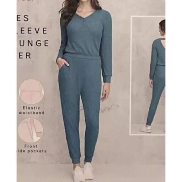 Serra Pants - Serra Long Sleeve Cozy Romper Jogger Pockets M Athleisure Minimalist Loungewear